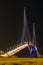 Illuminated Pont de Normandy by night, French bridge over Seine