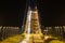 Illuminated Pont de Normandy by night, French bridge over Seine