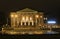 Illuminated portico of the building of opera theater