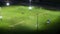 Illuminated public sports arena in North Port, Florida with people playing soccer game on grass football stadium at