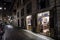 Illuminated Restaurant in Abandoned Street in Rome in Italy