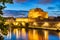 Illuminated Saint Angelo Castle at Dusk, Castel Sant Angelo in Rome