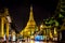 Illuminated Shwedagon Pagoda at night