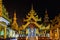 Illuminated Shwedagon Pagoda at night