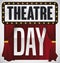 Illuminated Sign, Curtains and Stage for Theatre Day Celebration, Vector Illustration