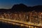 Illuminated skyscrapers of a Benidorm city at night. Spain