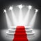 Illuminated stage podium red carpet award ceremony vector