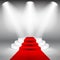 Illuminated stage podium with red carpet vector