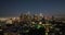 Illuminated streets downtown Los Angeles skyline at twilight dusk night. Aerial view. Los Angeles at Dusk. Aerial view