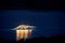 Illuminated superyacht on the sea night view, summer leisure