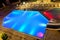 Illuminated swimming pool at night