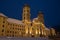 Illuminated swiss abbey of Einsiedeln at blue hour in Christmas winter time