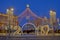 Illuminated Tent at Lubyanka Square on Maslenitsa 2019 in Twilight