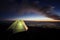 Illuminated Tent View Coast At Dawn
