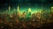 Illuminated Urban Matrix: Abstract Cityscape with Glowing Graph Style