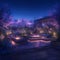 Illuminated Urban Oasis at Dusk