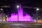 Illuminated water fountain at Slavija Square roundabout in Belgrade Serbia