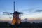 Illuminated windmill at Kinderdijk, The Netherlands