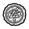 Illuminati eye. Freemason vintage emblem, triangle logo on medallion, god providence and pyramid, magic world power