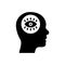 Illuminati Eye in Human Brain Silhouette Icon. Khamsa Providence Black Pictogram. Egypt Amulet Think Energy Icon. Fatima