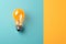 Illuminating Creativity: One Floating Light Bulb on Coloured Background AI Generated