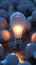 Illuminating innovation 3D light bulb emerging among dim incandescents
