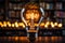 Illuminating knowledge Glowing bulb enhances books wisdom, symbolizing inventive inspiration