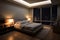 Illuminating style modern lights in a residential bedroom create a chic, cozy atmosphere