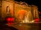 Illuminations of the fountain in the Polish city of Szczecin during the night, Europe