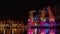Illuminations in the Polish city of Szczecin, ferris wheel, port grider,  at night Europa