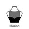 Illusion of Fashion Neckline Type for Women Blouse, Dress Silhouette Icon. Black T-Shirt, Crop Top on Dummy. Trendy