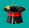 Illusionist cylinder hat with magical stick