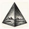 Illusory Landscapes: A Detailed Ink Drawing Of A Symmetrical Pyramid