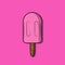 Illusrtration vector graphic of pink ice cream has a wood stick that is very tasty and tempting. Good for people who are looking f