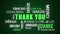 Illustation of thank you keyword cloud in different languages with white and green text