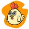 Illustrastion vector cartoon logo of a cute chicken character with big eyes