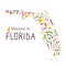 Illustrated abstract map of Florida with symbols