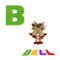 Illustrated alphabet letter B and bell on white