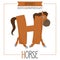 Illustrated Alphabet Letter Hand Horse