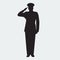 Illustrated Army general silhouette with hand gesture saluting. Vector