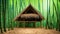 illustrated bamboo house in a bamboo forest