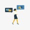 Illustrated business woman with online banking security