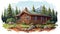 Illustrated Cabin Park Model In Western Natural Setting