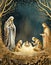 illustrated christmas nativity scene jesus with mary and joseph holy family