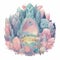 Illustrated crystal cave on white background. Created using ai generative.