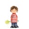 Illustrated cute boy with flowers
