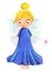 Illustrated cute fairy girl with blue dress and wings