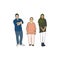 Illustrated diverse casual people standing