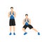 Illustrated exercise guide by healthy man doing Side Lunges