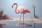 Illustrated flamingo standing in tranquil waters